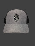 Shield Trucker Hat- in All Black or Gray/ Black mesh back